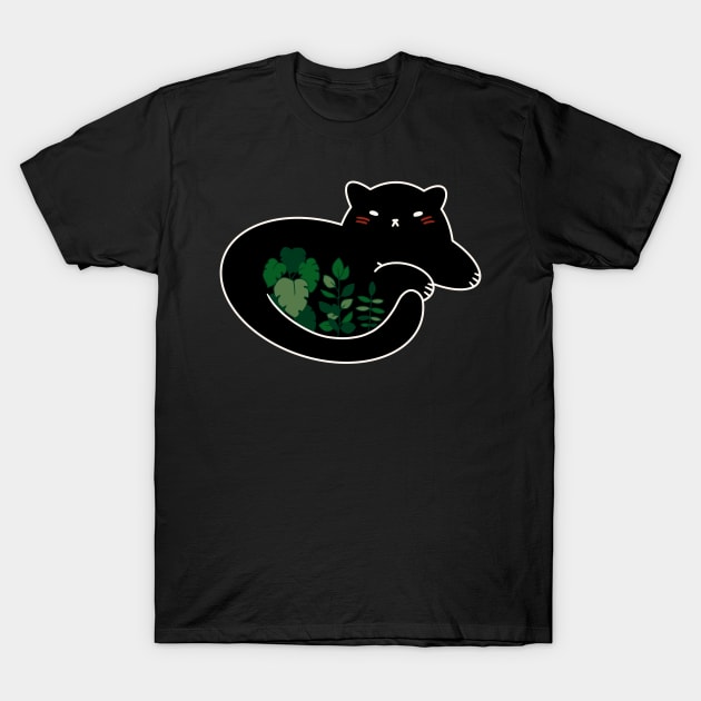 Cute Cat Design ‚Plant Lover‘ | Kawaii Black Cat | Handmade Design | By Atelier Serakara T-Shirt by Atelier Serakara